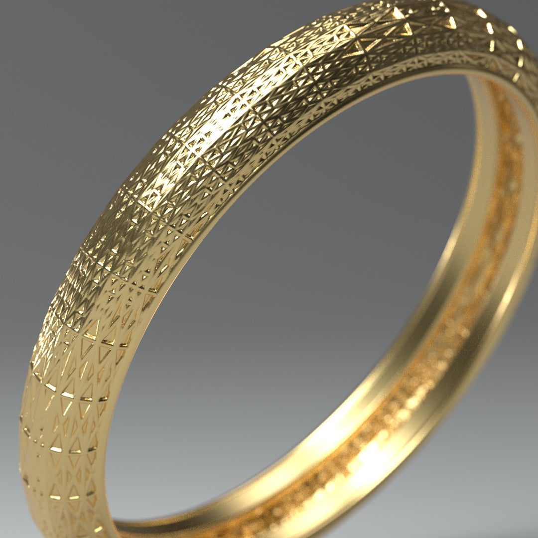 Goldring 14 Karat Gelbgold "sweeped spline pattern" - TOJOMI
