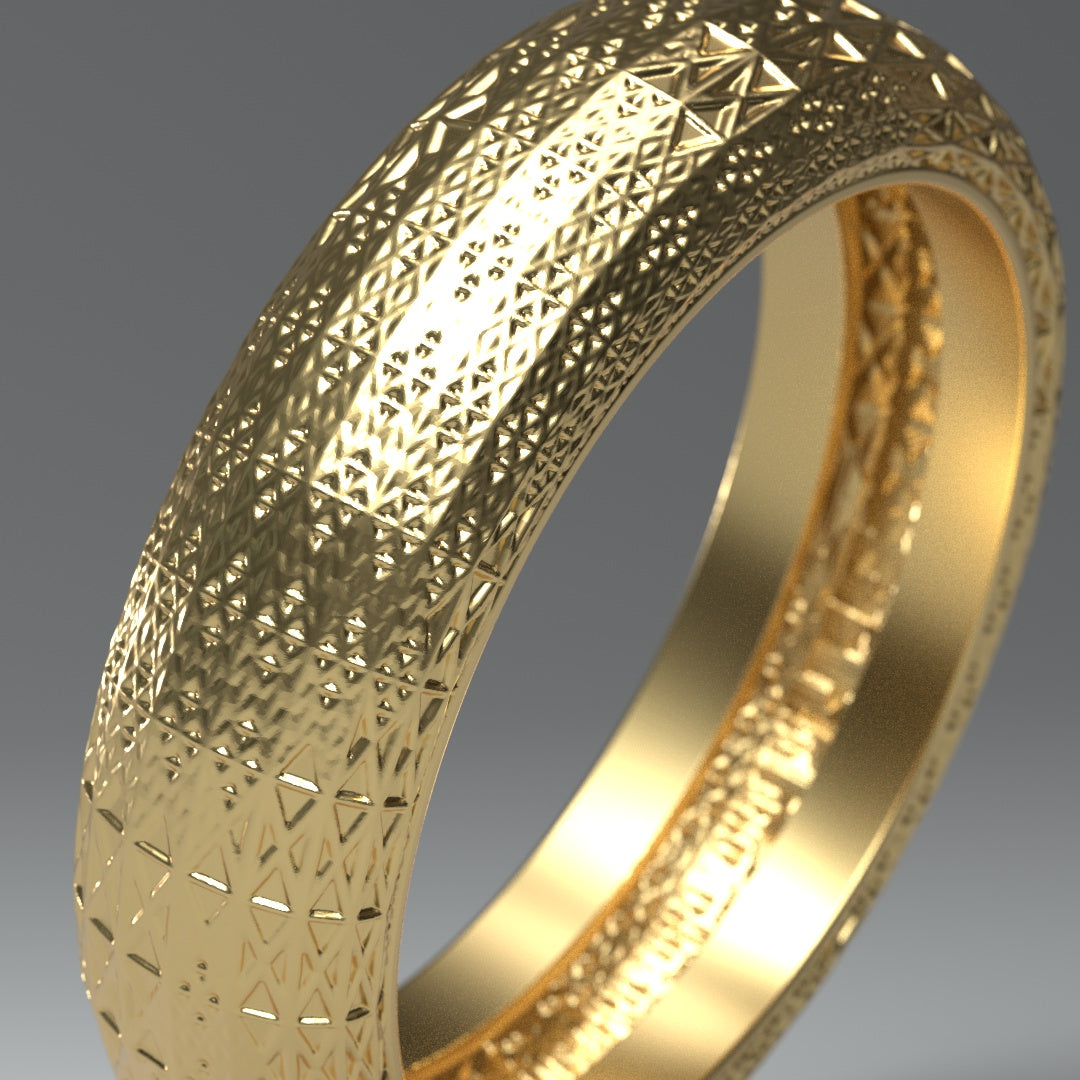 Goldring 14 Karat Gelbgold "sweeped spline pattern" - TOJOMI
