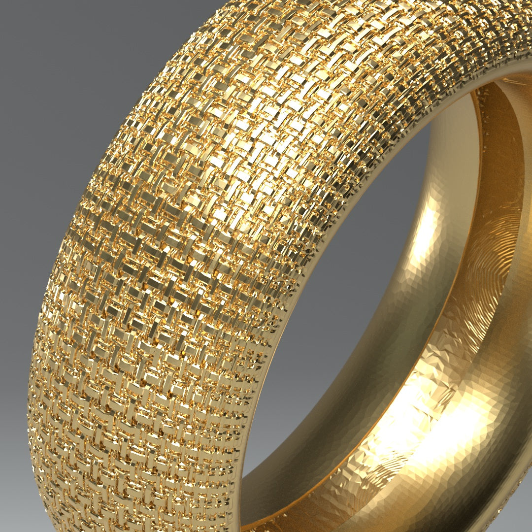 Goldring 14 Karat Gelbgold "woven" Breite 9.4 bis 11.31 mm - TOJOMI