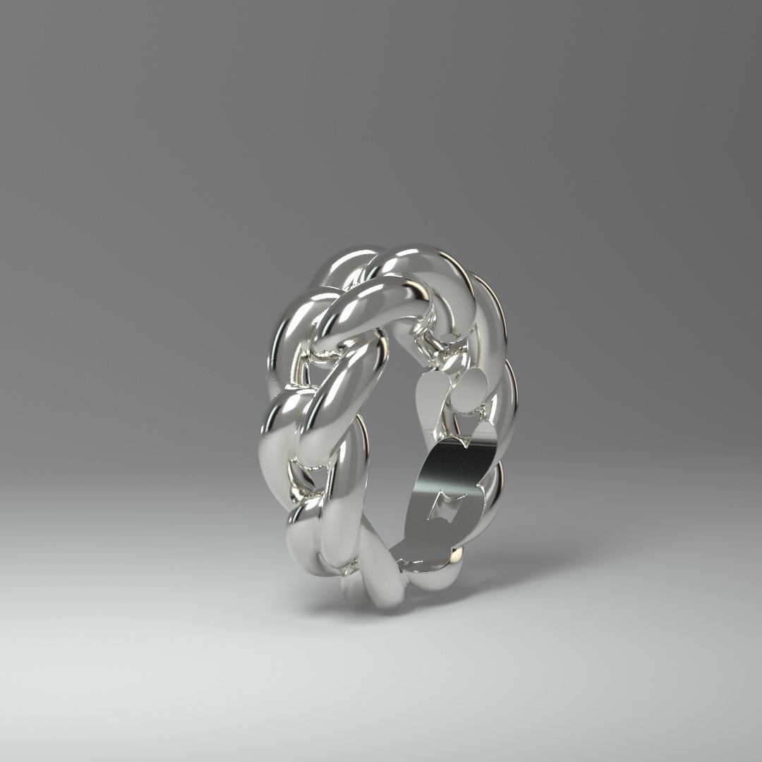Bague en argent | CHAÎNE À MAILLONS CUBAINS RONDS ET AUDACIEUX