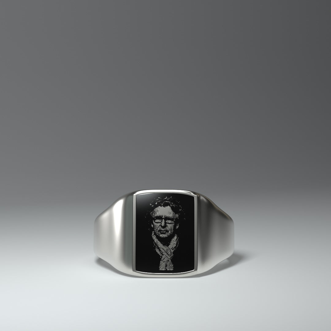 Anillo de sello rectangular con retrato personalizable