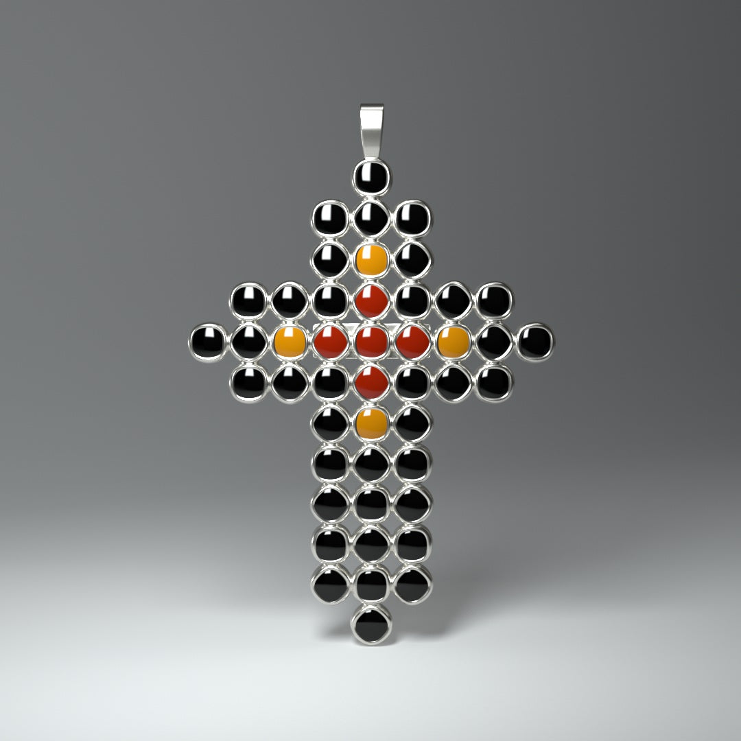 Anhänger "Kreuz" Silber mit Kaltemaille-Elementen - TOJOMI