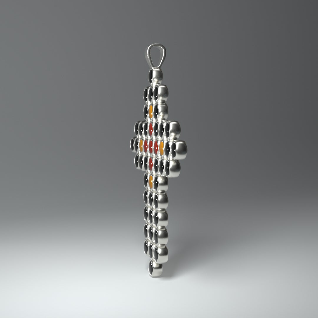 Anhänger "Kreuz" Silber mit Kaltemaille-Elementen - TOJOMI