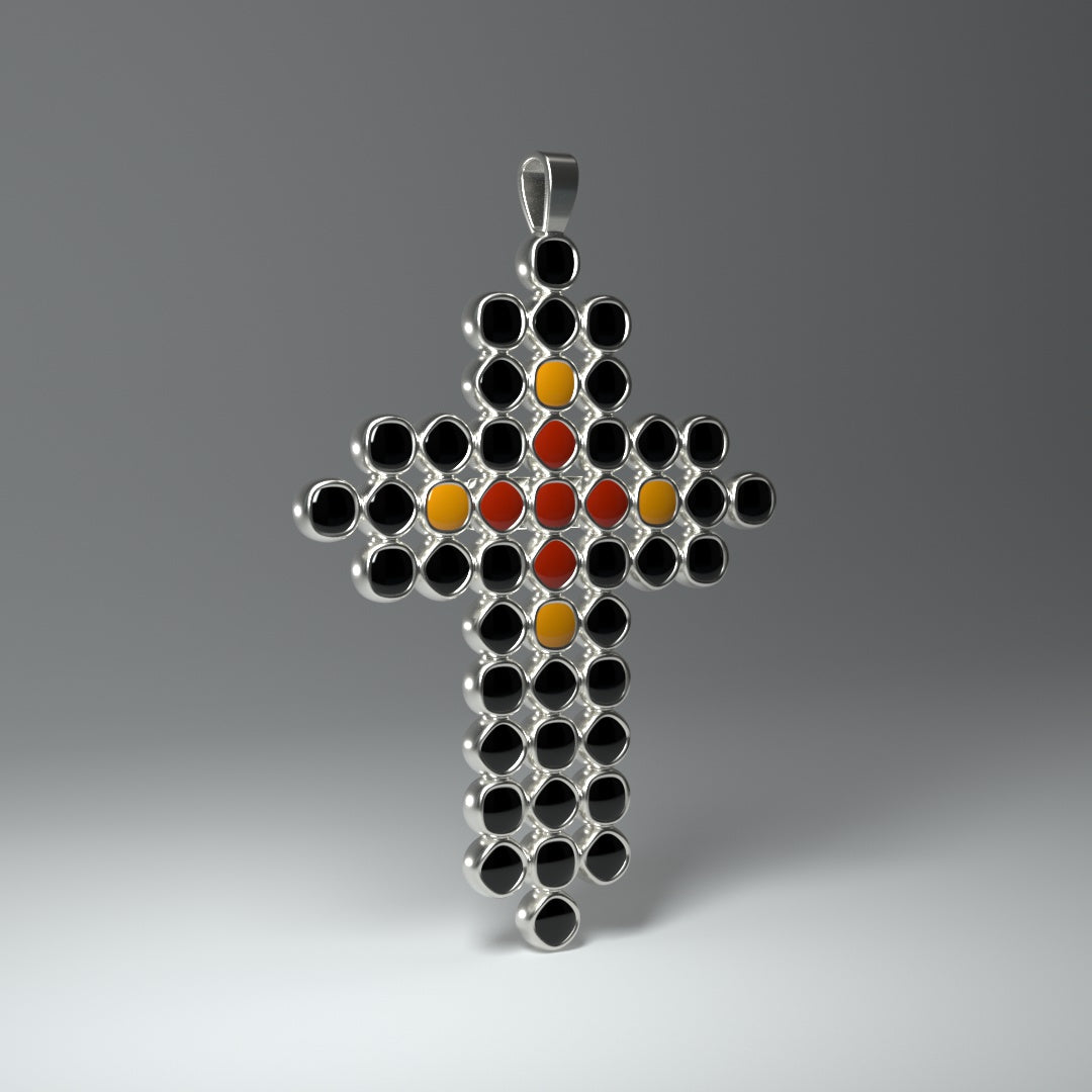 Anhänger "Kreuz" Silber mit Kaltemaille-Elementen - TOJOMI
