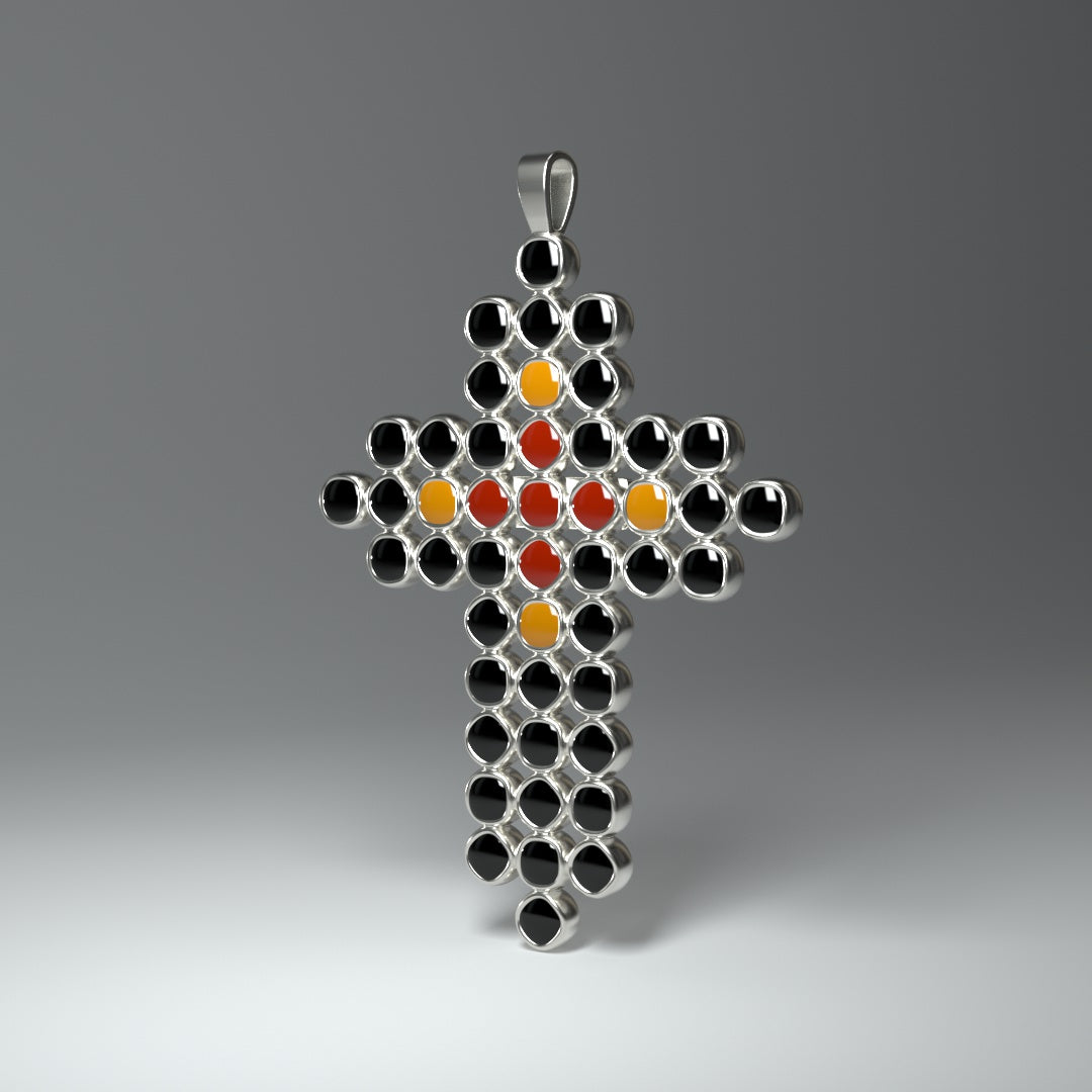 Anhänger "Kreuz" Silber mit Kaltemaille-Elementen - TOJOMI