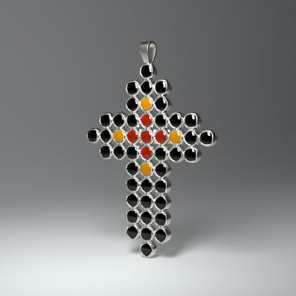Anhänger "Kreuz" Silber mit Kaltemaille-Elementen - TOJOMI