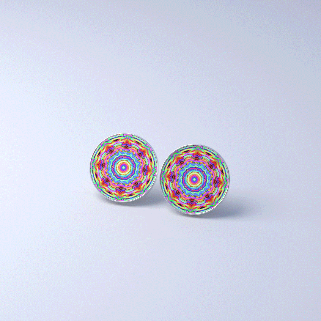 Boucles d'oreilles clous avec image animée "Kaleidoscope II"