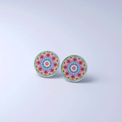 Boucles d'oreilles clous avec image animée "Kaleidoscope II"