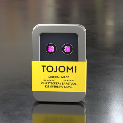 Orecchini a bottone con immagine in movimento "Lotus"