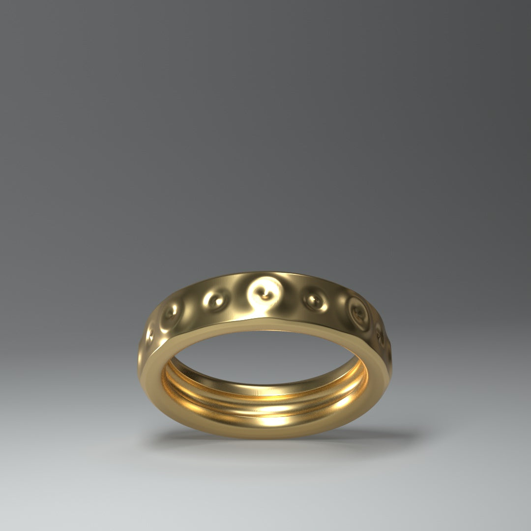 14 Karat Gelbgold Ring "round waves" frontal geneigt