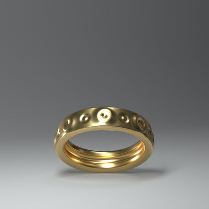 14 Karat Gelbgold Ring "round waves" frontal geneigt