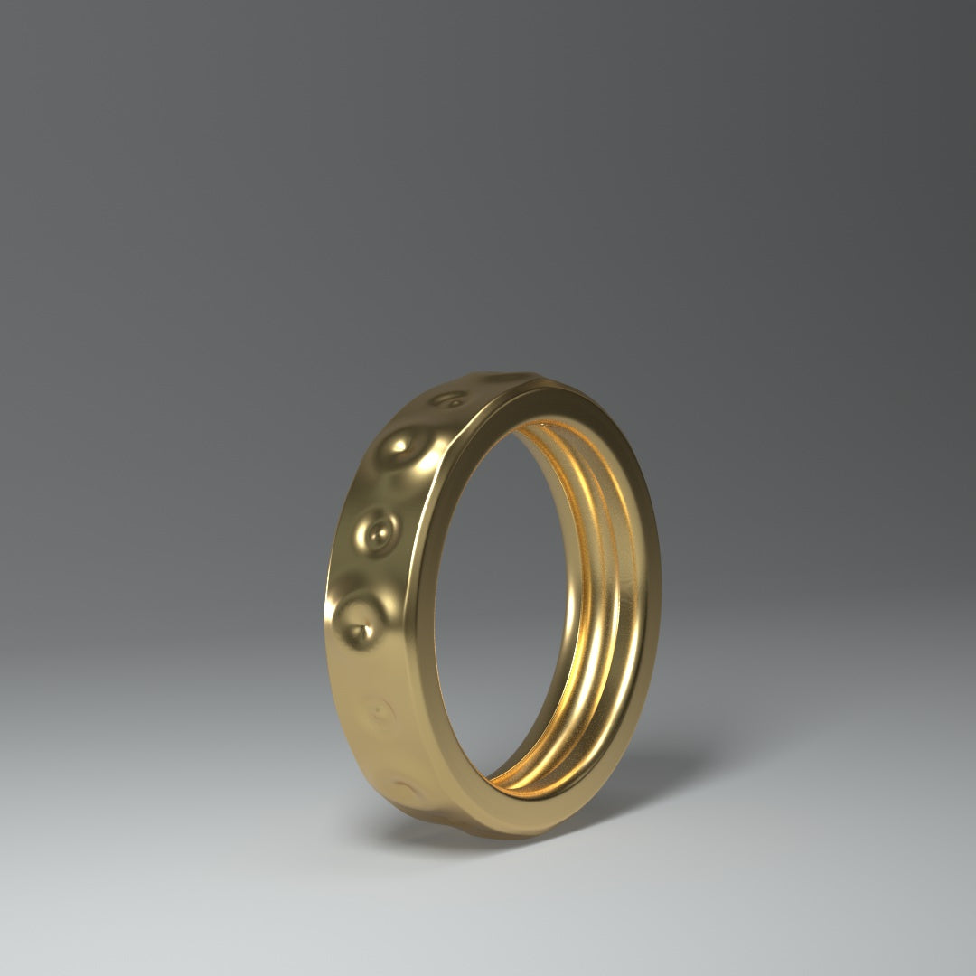 14 Karat Gelbgold Ring "round waves" seitlich stehend.