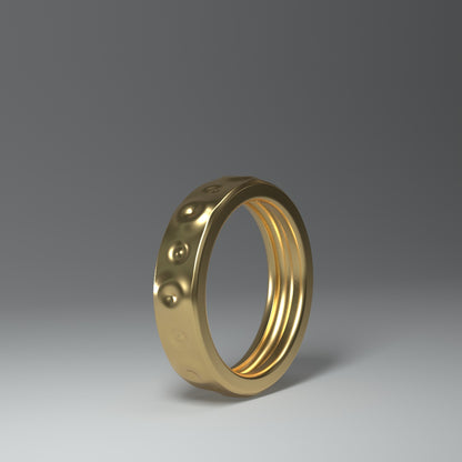 14 Karat Gelbgold Ring "round waves" seitlich stehend.