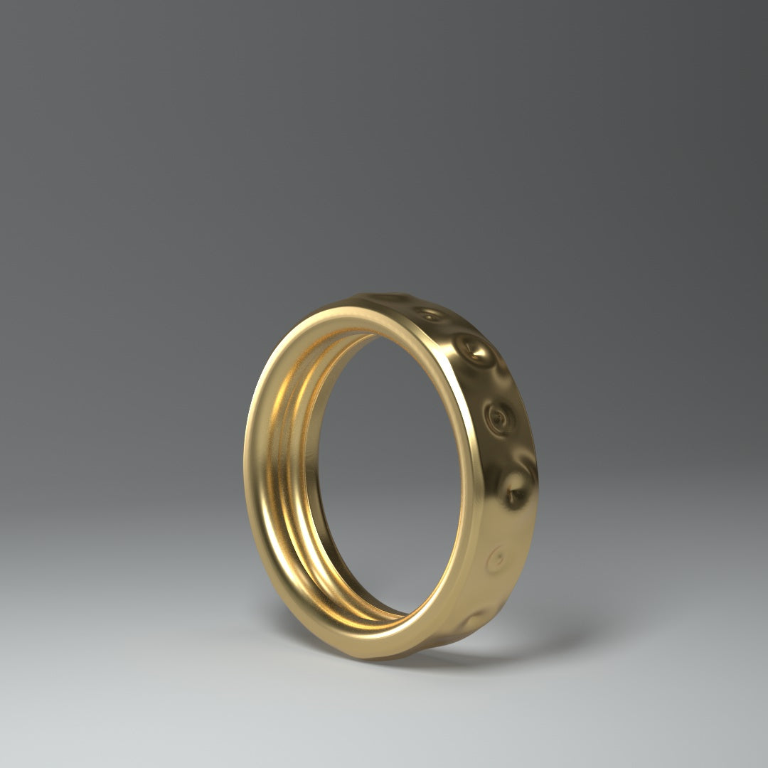 14 Karat Gelbgold Ring "round waves"  seitlich stehend.