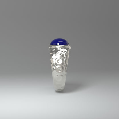 Unisex Silberring | LAPISLAZULI CABOCHON (silver pattern)