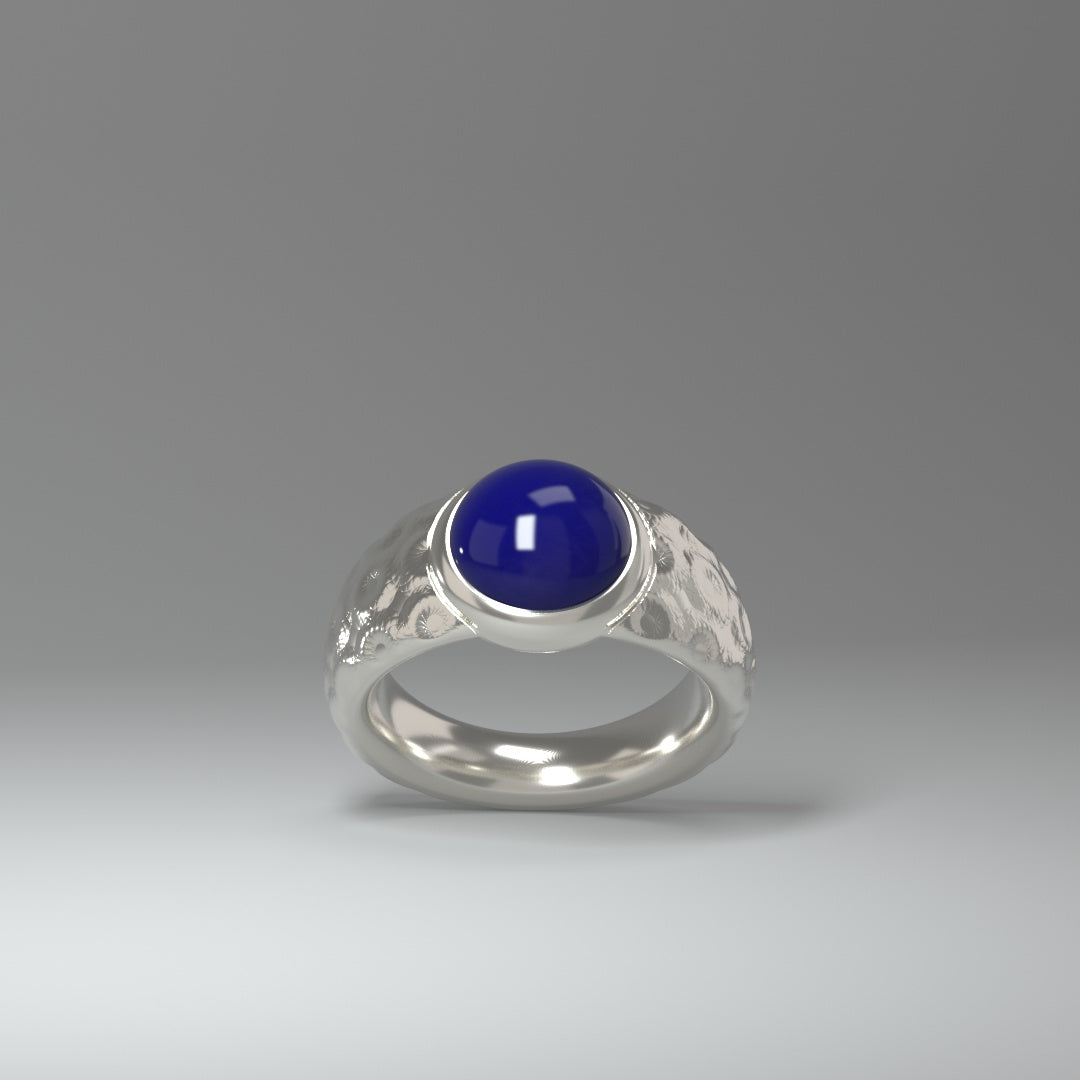 Unisex Silberring | LAPISLAZULI CABOCHON (silver pattern)