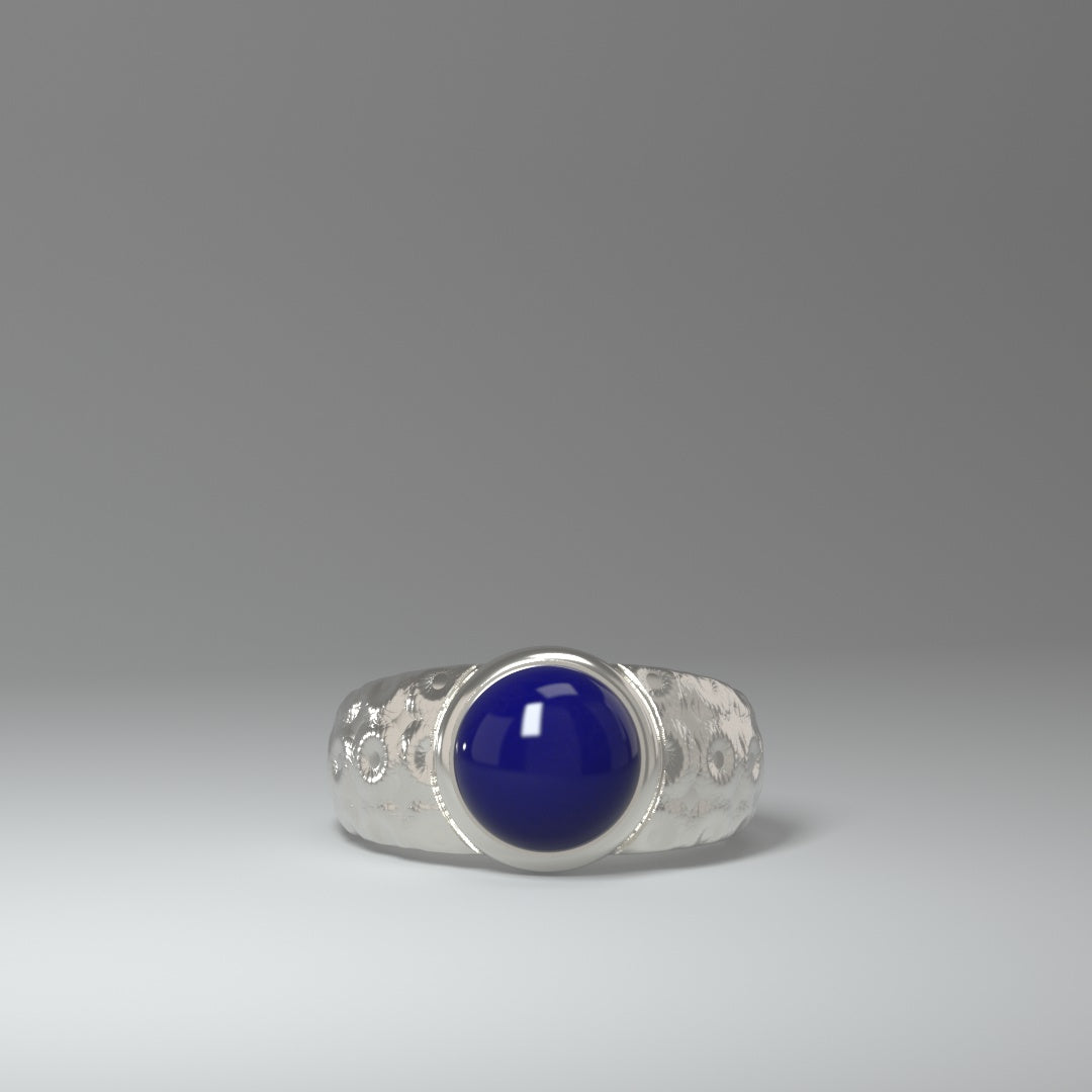 Unisex Silberring | LAPISLAZULI CABOCHON (silver pattern)