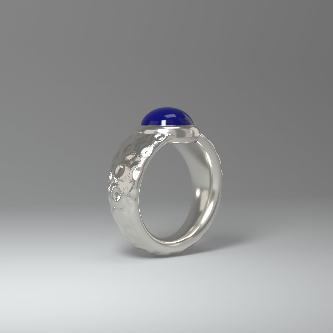 Unisex Silberring | LAPISLAZULI CABOCHON (silver pattern)