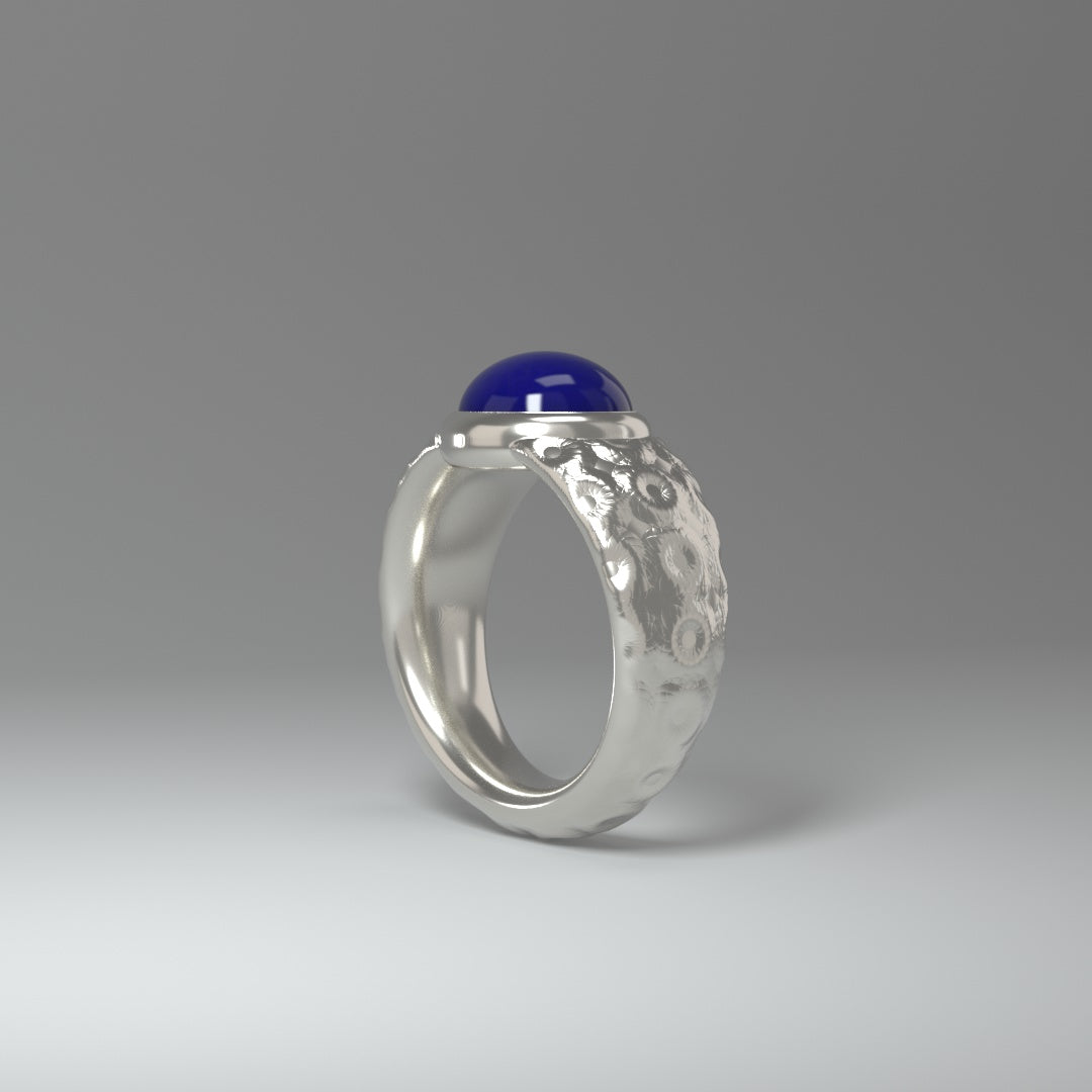 Unisex Silberring | LAPISLAZULI CABOCHON (silver pattern)