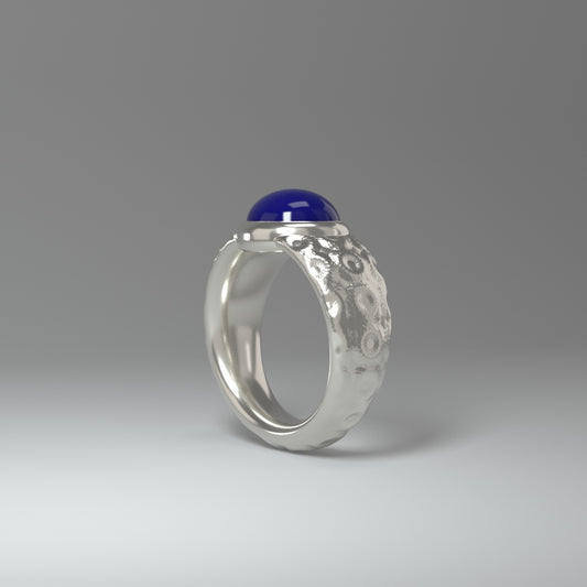 Unisex Silberring | LAPISLAZULI CABOCHON (silver pattern)