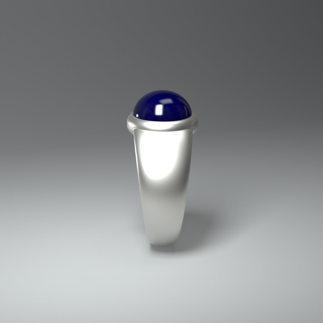  Bague unisexe en argent | Lapis-lazuli cabochon
