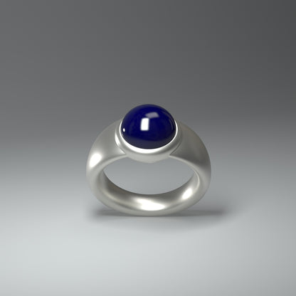  Bague unisexe en argent | Lapis-lazuli cabochon