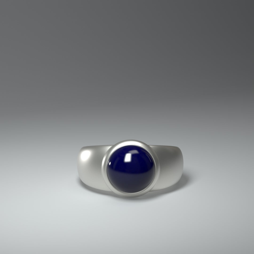  Bague unisexe en argent | Lapis-lazuli cabochon