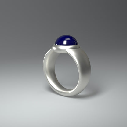  Bague unisexe en argent | Lapis-lazuli cabochon