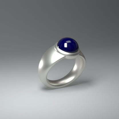  Bague unisexe en argent | Lapis-lazuli cabochon