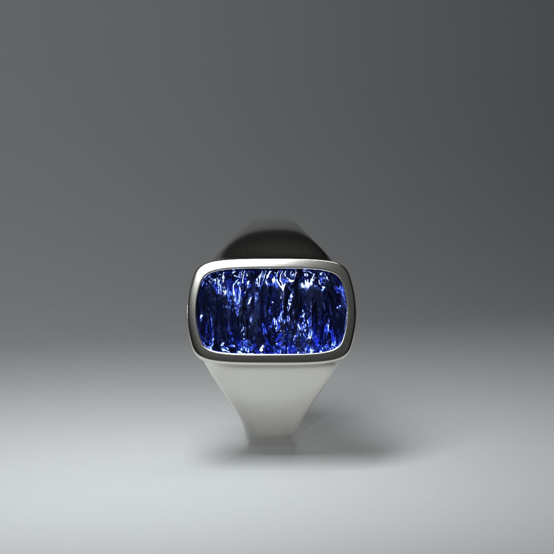  Anello con sigillo in argento e smalto a freddo | ONDE BLU