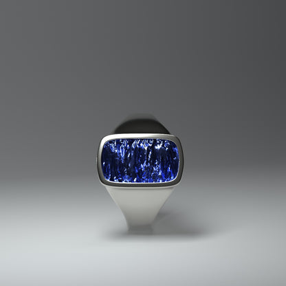  Anello con sigillo in argento e smalto a freddo | ONDE BLU