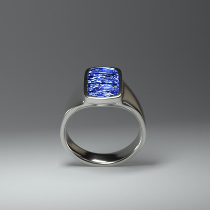  Anello con sigillo in argento e smalto a freddo | ONDE BLU