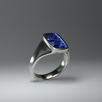  Anello con sigillo in argento e smalto a freddo | ONDE BLU