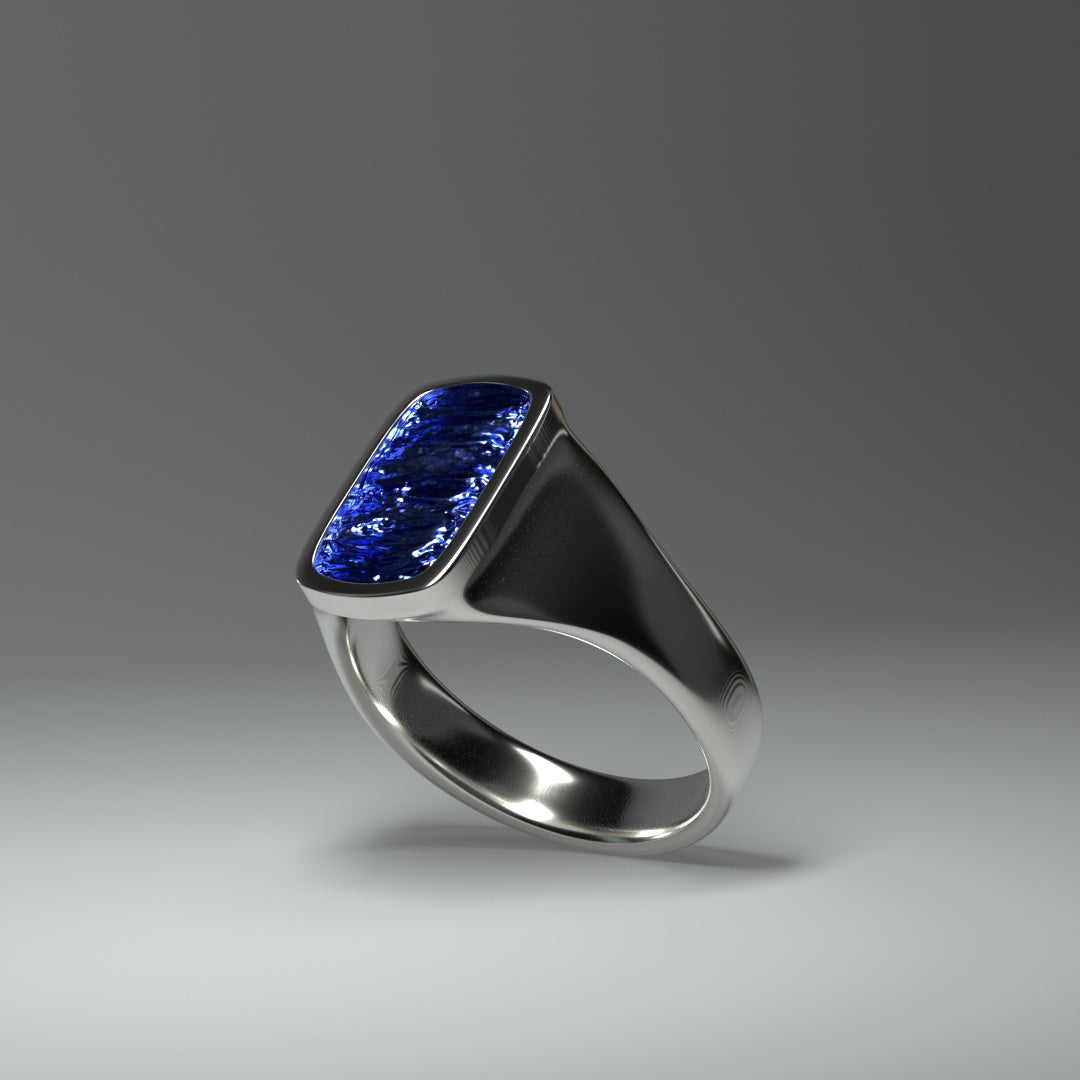  Anello con sigillo in argento e smalto a freddo | ONDE BLU