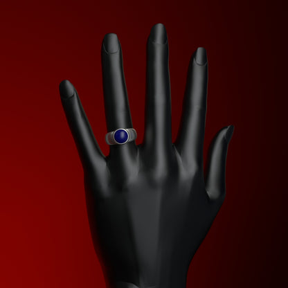  Bague unisexe en argent | Lapis-lazuli cabochon