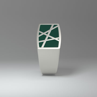 Siegelring | SILVER LINES (dunkelgrün)