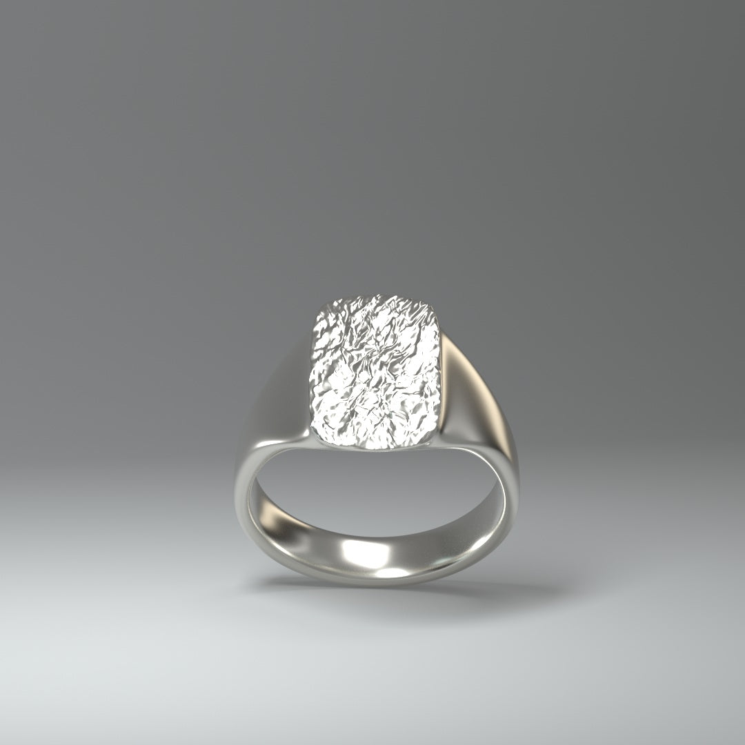 Anillo de sello de plata | LÁMINA DE PLATA ARRUGADA