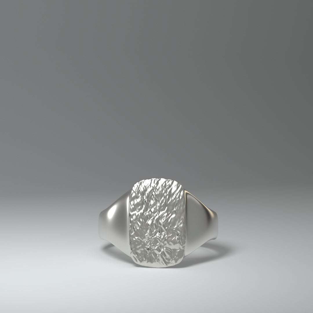Anillo de sello de plata | LÁMINA DE PLATA ARRUGADA