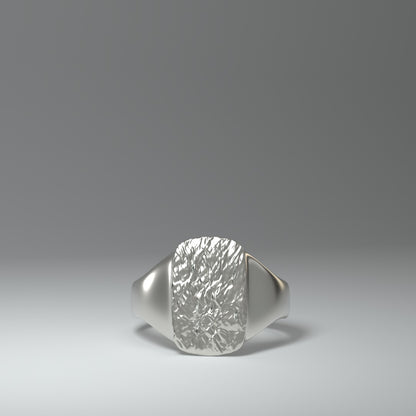 Anillo de sello de plata | LÁMINA DE PLATA ARRUGADA
