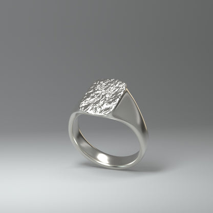 Anillo de sello de plata | LÁMINA DE PLATA ARRUGADA
