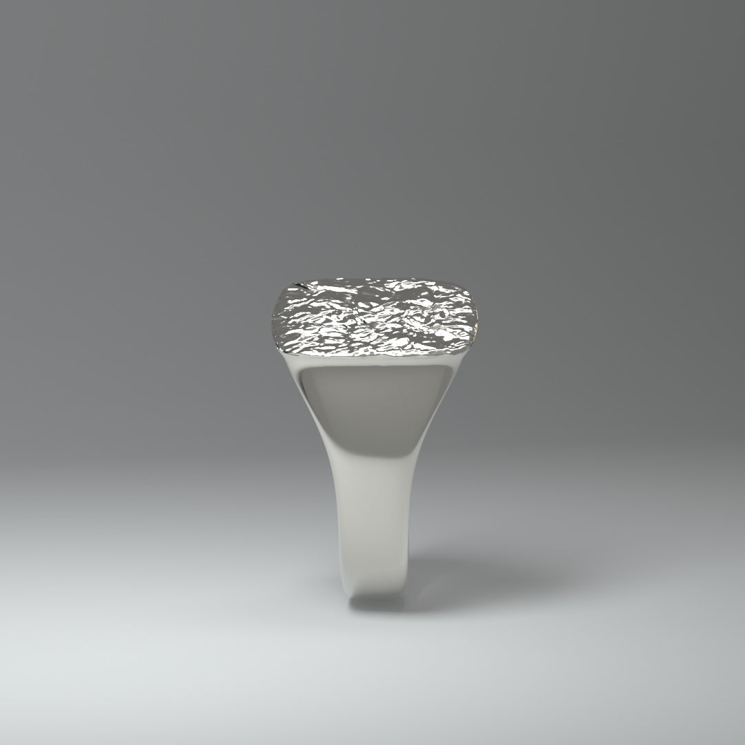 Anillo de sello de plata | LÁMINA DE PLATA ARRUGADA