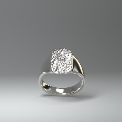 Anillo de sello de plata | LÁMINA DE PLATA ARRUGADA