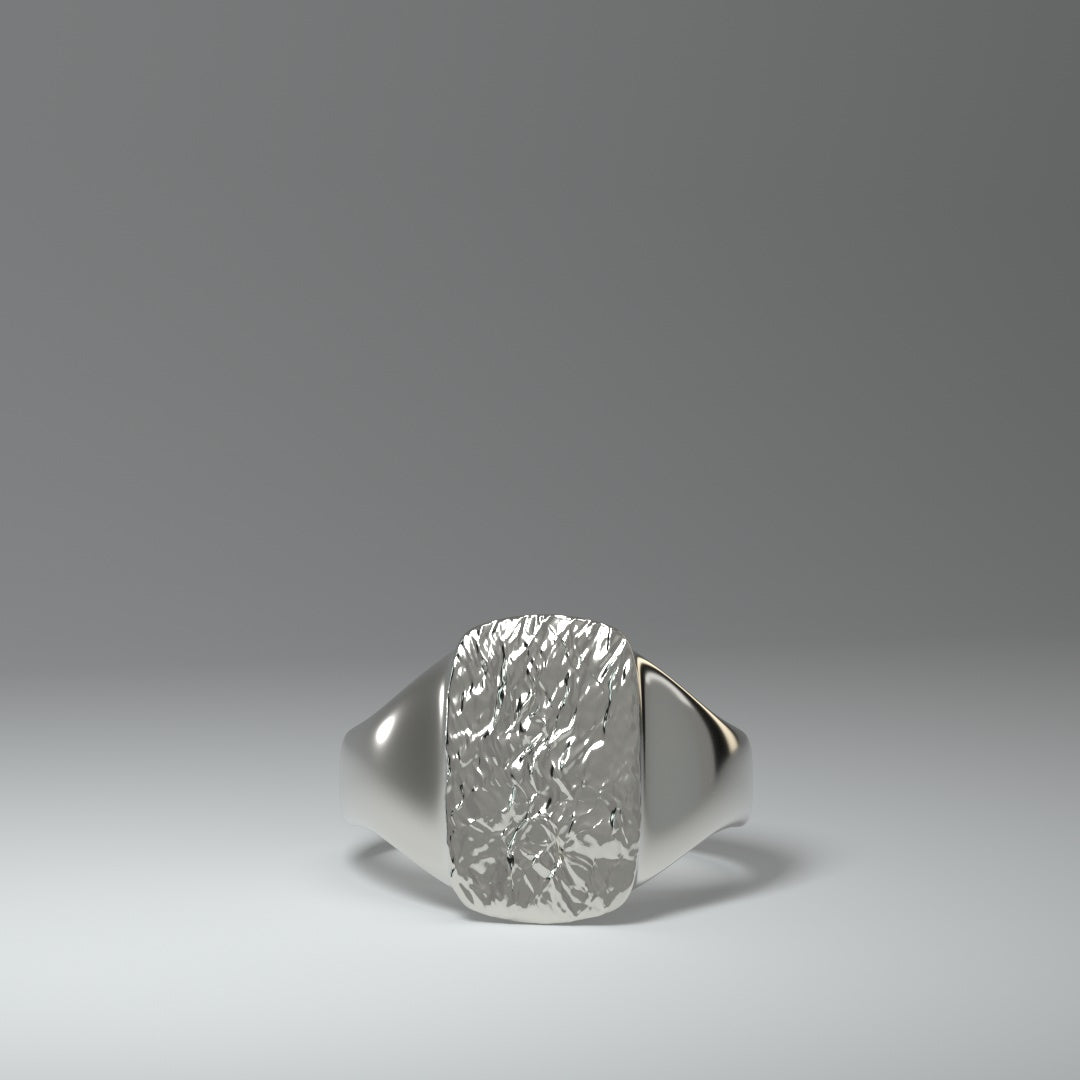 Anillo de sello de plata | LÁMINA DE PLATA ARRUGADA