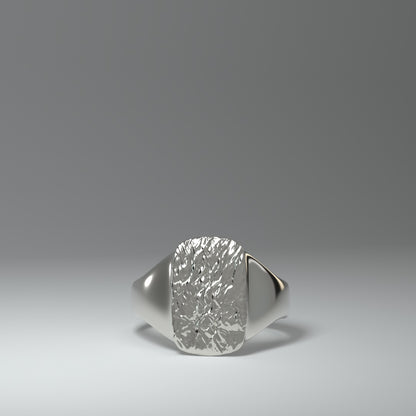 Anillo de sello de plata | LÁMINA DE PLATA ARRUGADA