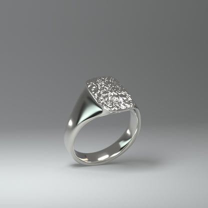 Anillo de sello de plata | LÁMINA DE PLATA ARRUGADA