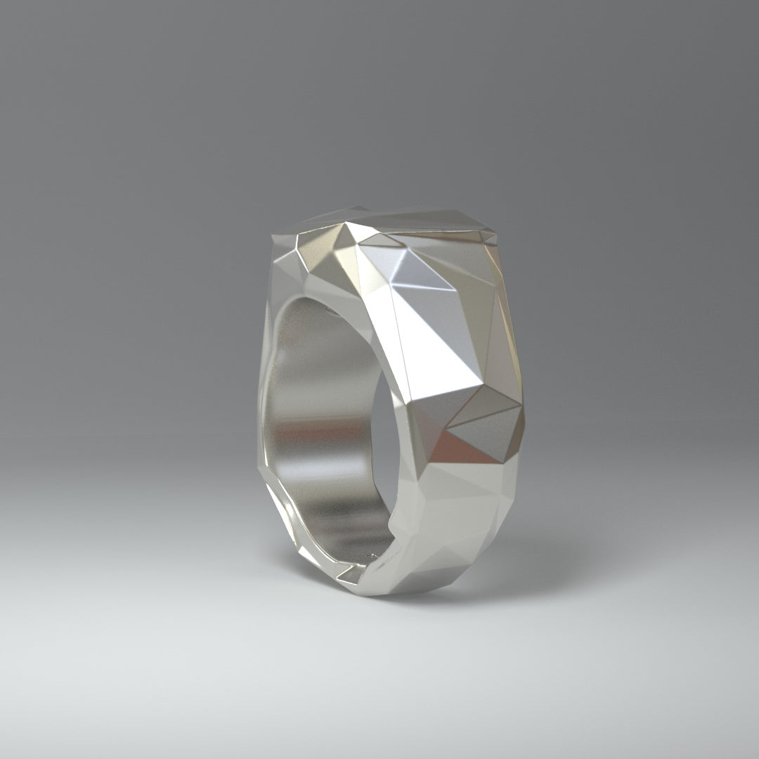 925 Sterling Silver Ring (glanz) facettiert