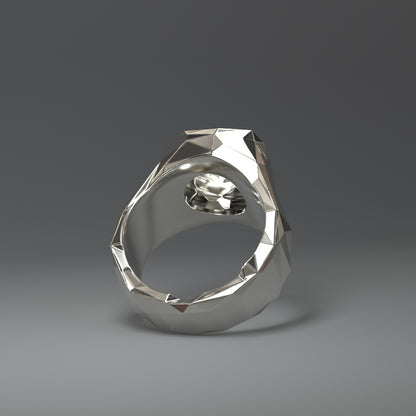 925 Sterling Silver Ring (hochglanz) facettiert