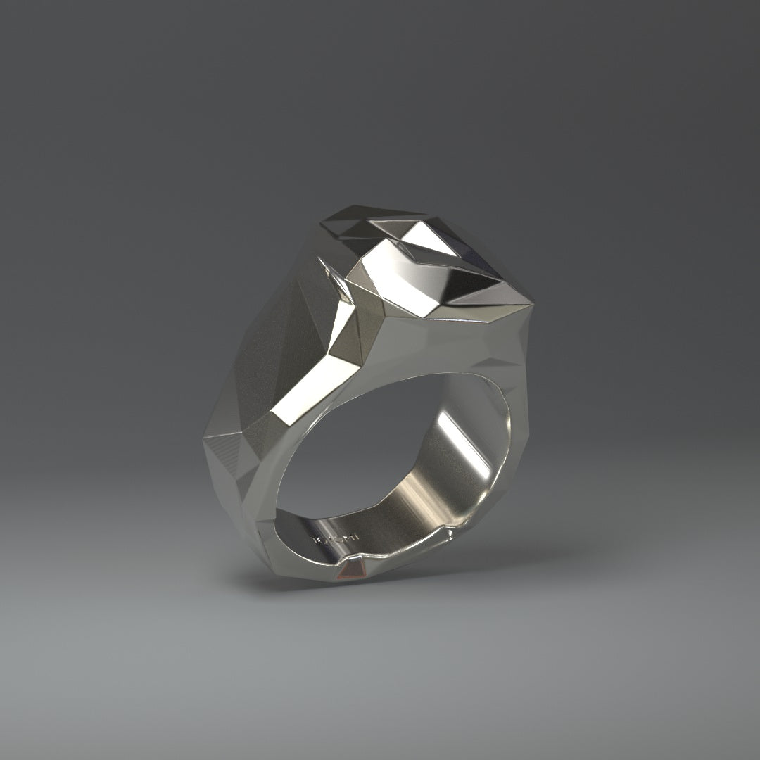 925 Sterling Silver Ring (hochglanz) facettiert