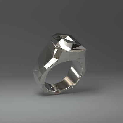 925 Sterling Silver Ring (hochglanz) facettiert