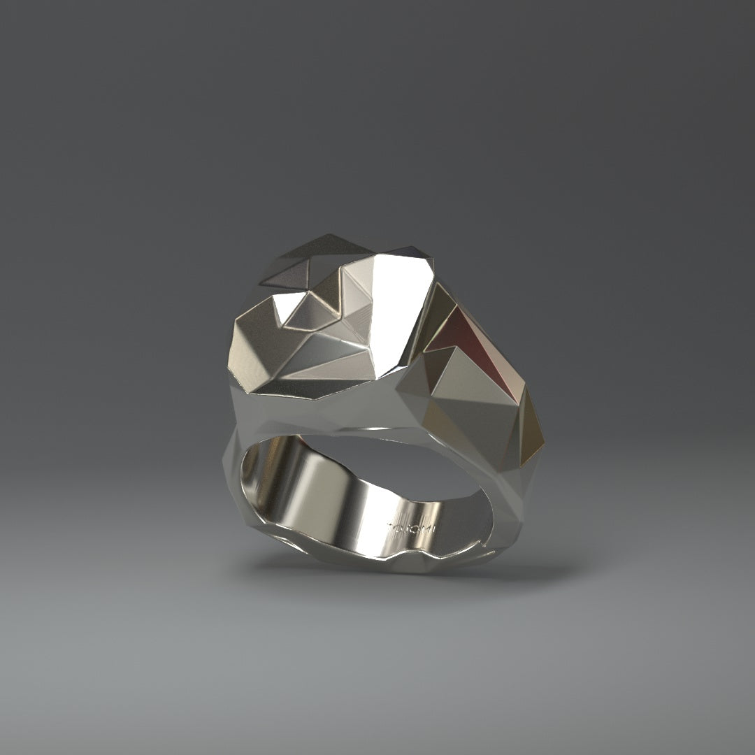 925 Sterling Silver Ring (hochglanz) facettiert